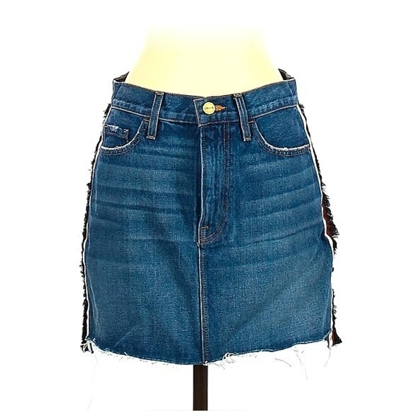 Frame Denim Le Mini Skirt Tassel Edges Frayed Raw Hem Size 27 - Picture 2 of 6